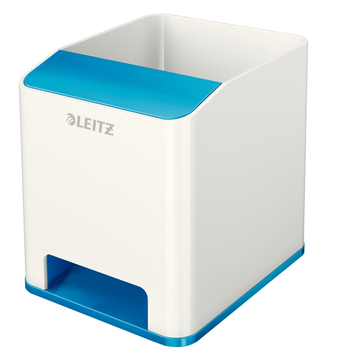 Leitz WOW Dual Colour Sound Pen Holder White/Blue 53631036 - ONE CLICK SUPPLIES