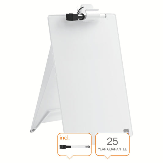 Nobo Desktop Whiteboard Easel Glass Non Magnetic 216x297mm Brilliant White 1905173 - ONE CLICK SUPPLIES