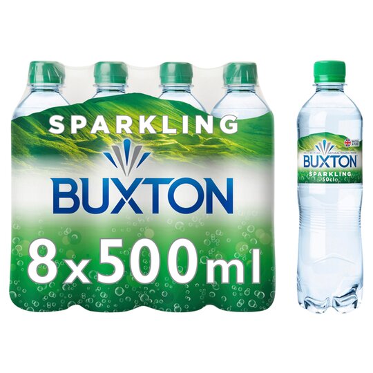 Buxton Sparkling Mineral Water 50cl Plastic Bottles (Pack of 8)