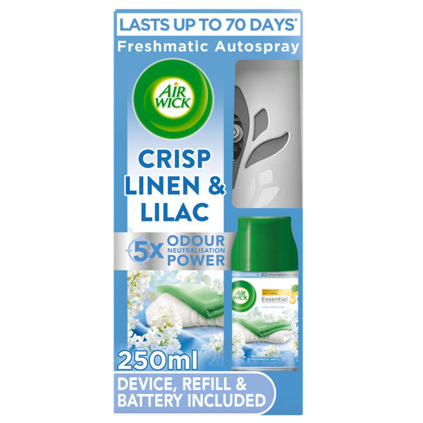 Air Wick Crisp Linen and Lilac Freshmatic Autospray Air Freshener Kit 250ml