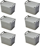 Strata Weave Baskets with Lids 8 Litre Home Multipurpose Storage Organiser - COOL GREY - ONE CLICK SUPPLIES