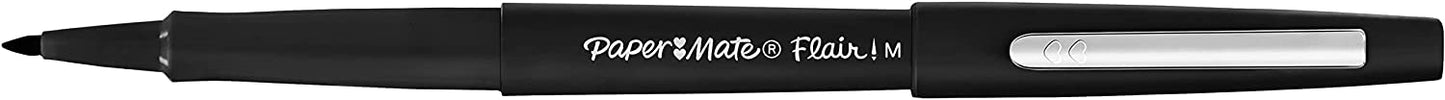 Paper Mate Flair Fibre Tip Pen Medium Point 0.7mm Black (Pack 12) S0190973