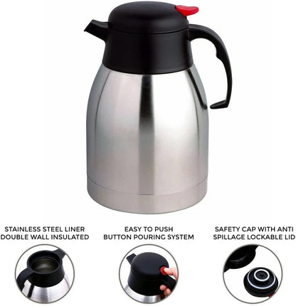 Fixtures Push Button Vacuum Jug 1.5L Tea Coffee Thermos