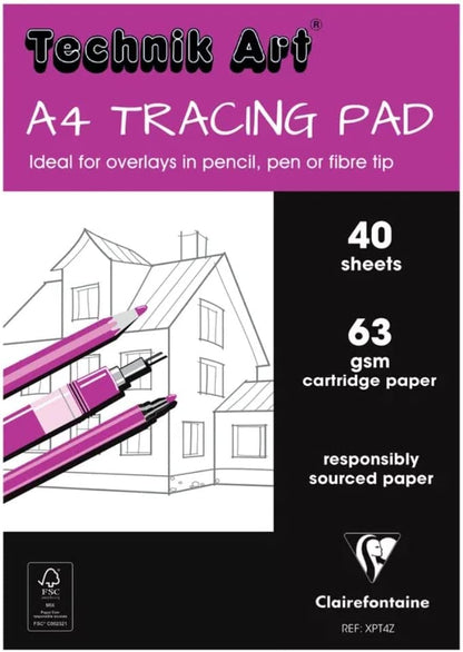 Clairefontaine Technik Art Tracing Pad 63gsm A4 40 Sheets XPT4