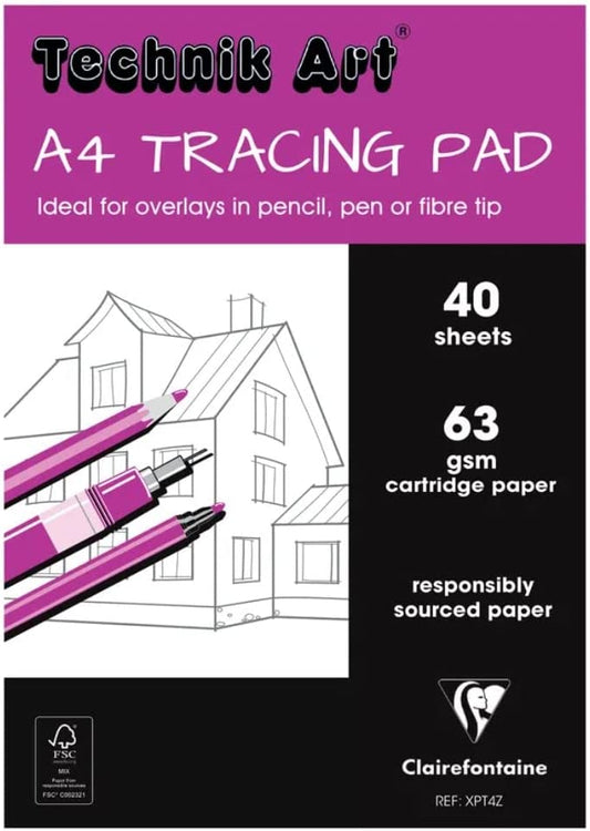 Clairefontaine Technik Art Tracing Pad 63gsm A4 40 Sheets XPT4