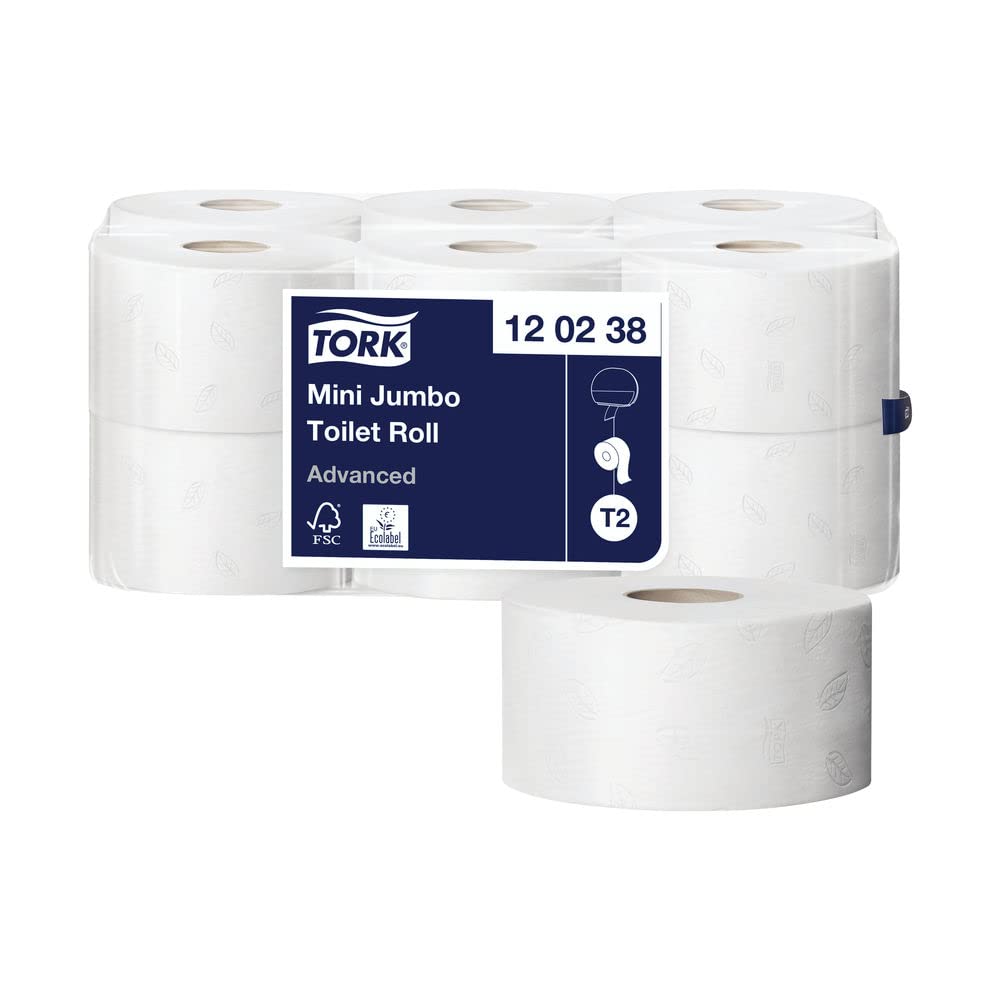 Tork 120238 T2 Advanced Recycled Toilet Roll 2 Ply ,12 Rolls of 850 Sheets