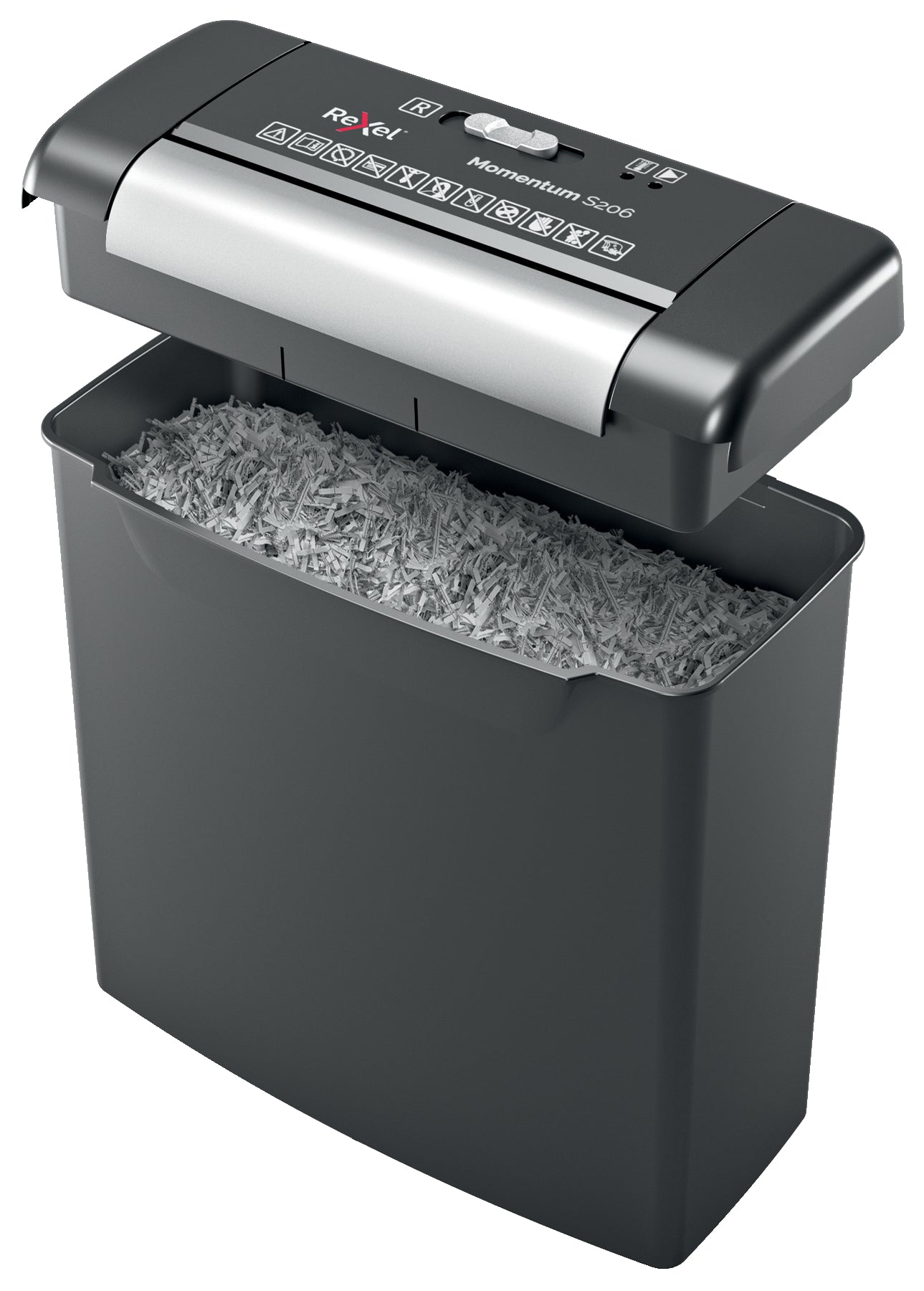 Rexel Momentum S206 Strip Cut Shredder 9 Litre 6 Sheet Black 2104568 - ONE CLICK SUPPLIES