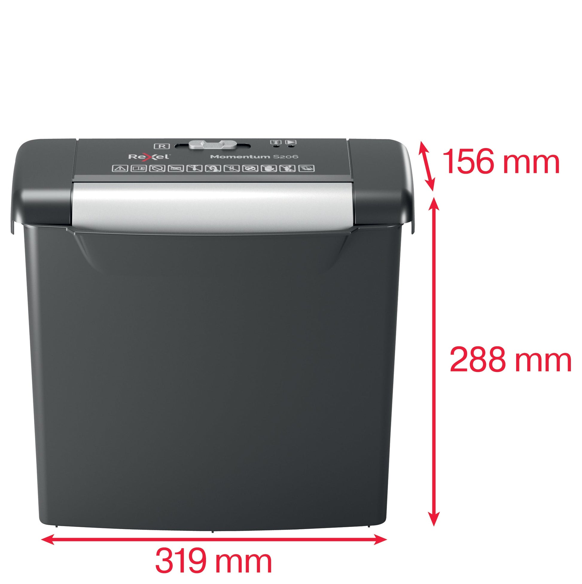 Rexel Momentum S206 Strip Cut Shredder 9 Litre 6 Sheet Black 2104568 - ONE CLICK SUPPLIES