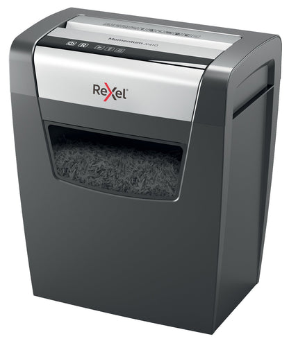 Rexel Momentum X410 Cross Cut Shredder 23 Litre 10 Sheet Black 2104571 - ONE CLICK SUPPLIES