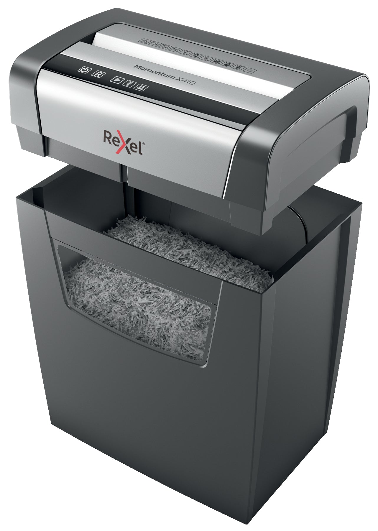 Rexel Momentum X410 Cross Cut Shredder 23 Litre 10 Sheet Black 2104571 - ONE CLICK SUPPLIES