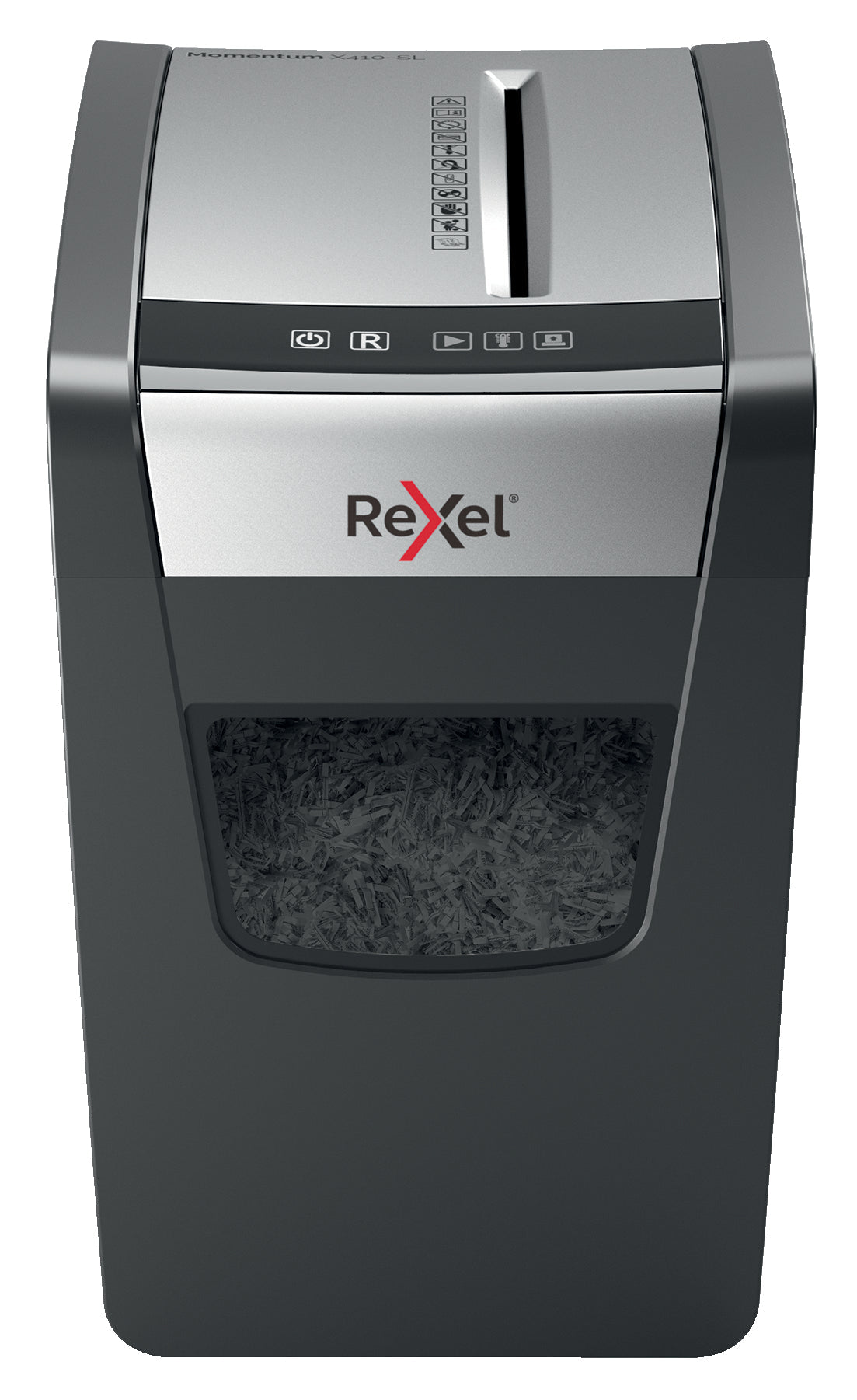 Rexel Momentum X410-SL Slimline Cross Cut Shredder 23 Litre 10 Sheet Black 2104573 - ONE CLICK SUPPLIES