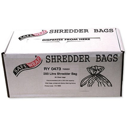 Safewrap Shredder Bag 200 Litre {Pack 50} - ONE CLICK SUPPLIES