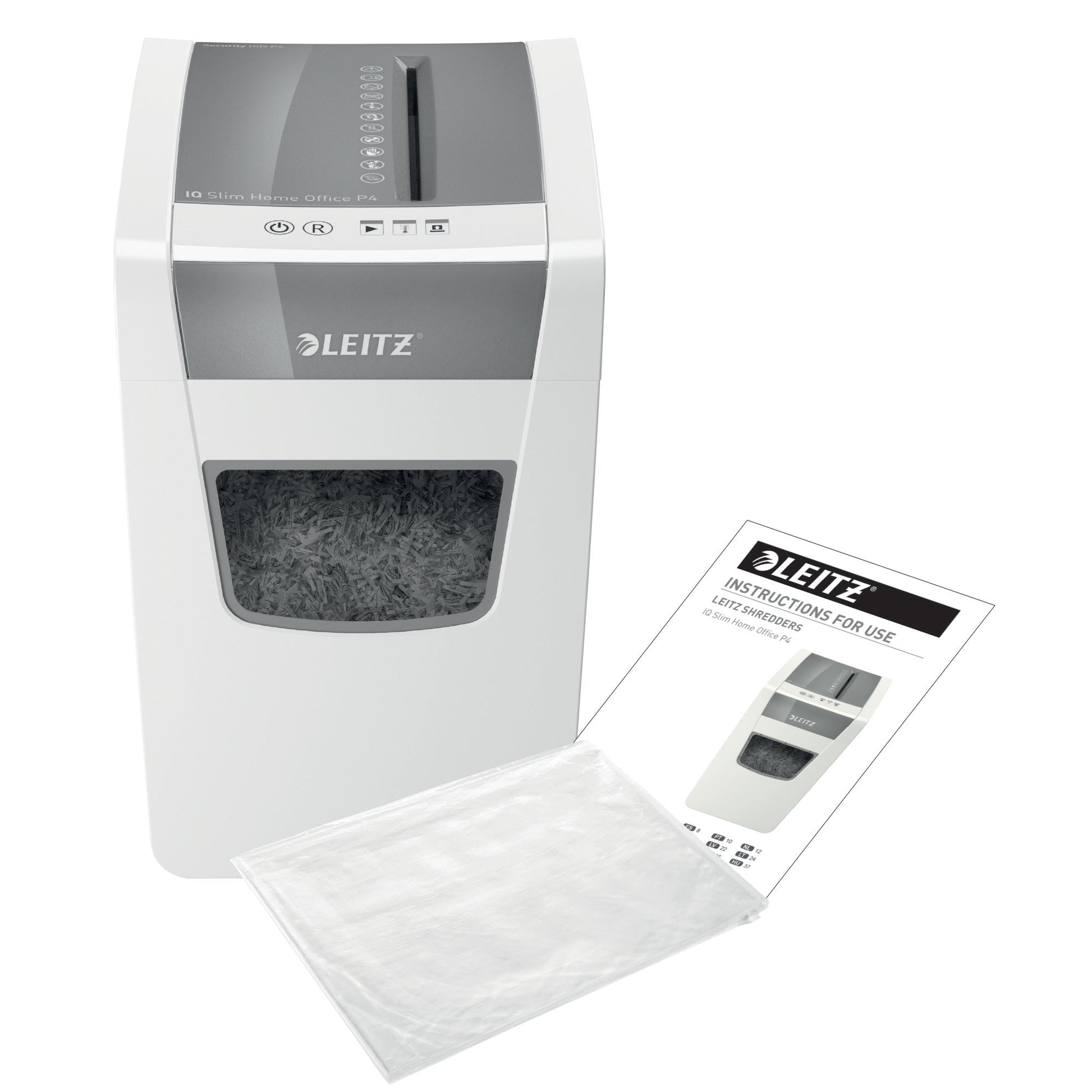 Leitz IQ Slim Home Office Cross Cut Shredder 23 Litre 10 Sheet White 80011000 - ONE CLICK SUPPLIES