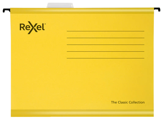 Rexel Classic A4 Suspension File Card 15mm V Base Yellow (Pack 25) 2115588 - ONE CLICK SUPPLIES