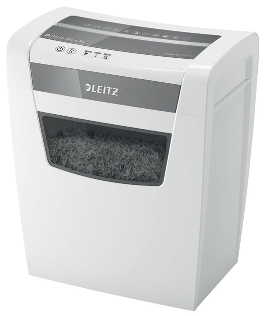 Leitz IQ Home Office Cross Cut Paper Shredder P4 23L White 80091000 - ONE CLICK SUPPLIES