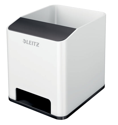 Leitz WOW Sound Pen Holder White/Black 53631095 - ONE CLICK SUPPLIES