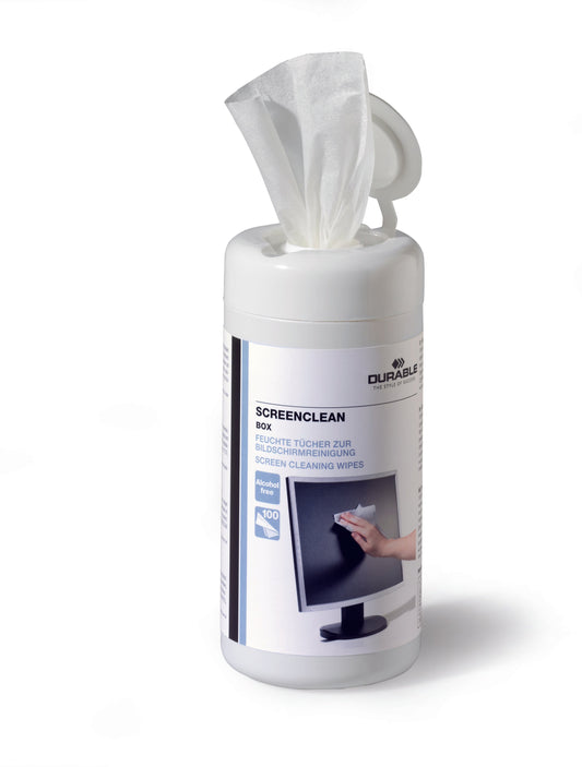 Durable Screenclean Cleaning Wipes Tub (Pack 100) 573602 - ONE CLICK SUPPLIES