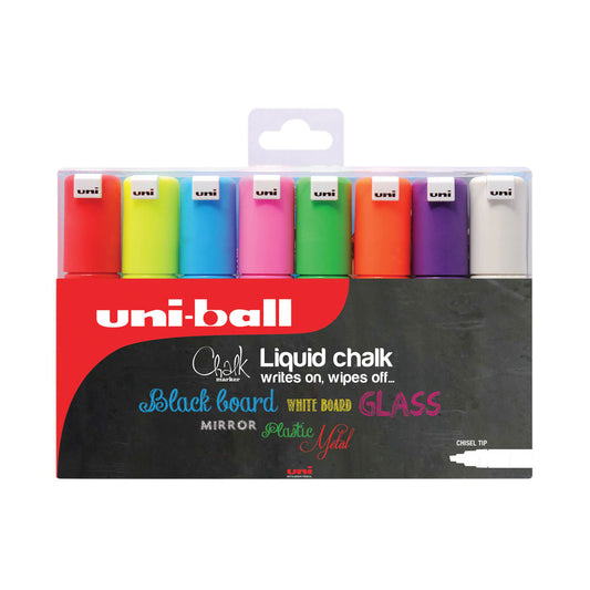 Uniball PWE-8K Chalk Marker Chisel Broad Assorted (Pack of 8) 153494343