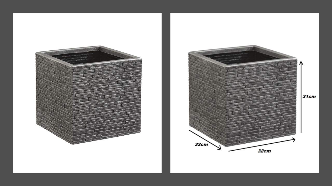 Strata Slate Pewter 32cm Short Square Planter