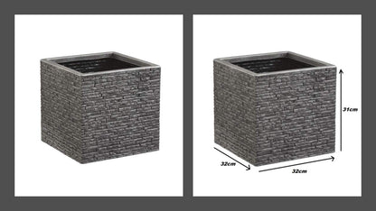 Strata Slate Pewter 32cm Short Square Planter