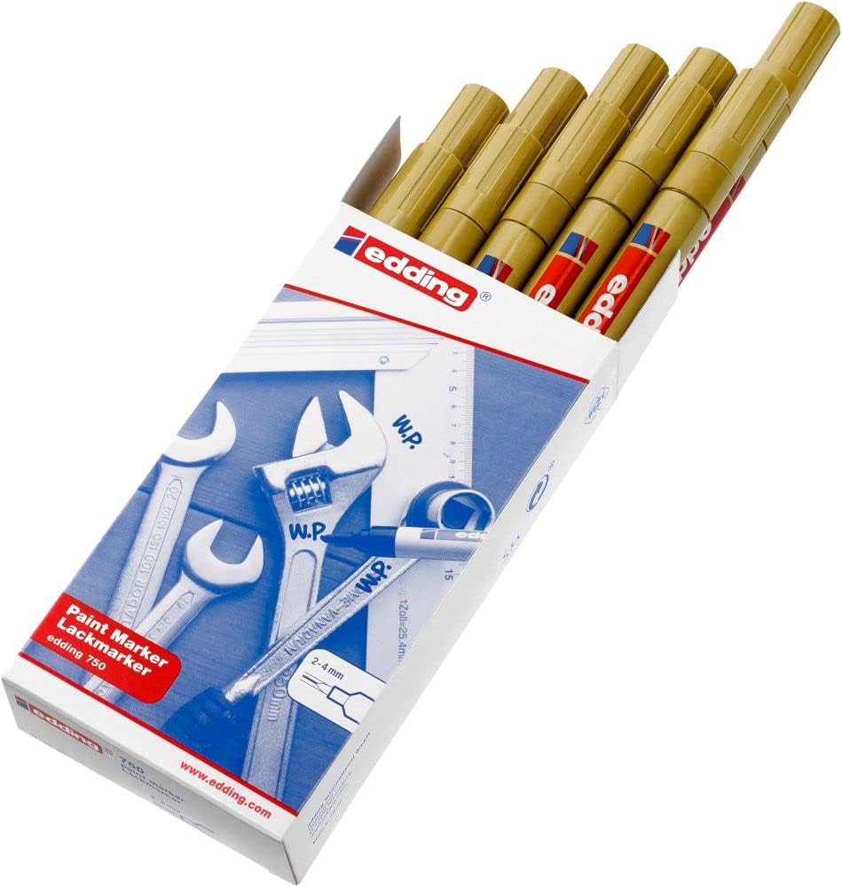 edding 750 Paint Marker Bullet Tip 2-4mm Line Gold (Pack 10) - 4-750053