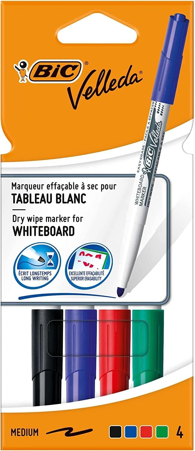 BIC Velleda 1741 Whiteboard Marker Bullet Tip Line Width 1.4mm Assorted Pack 4 Code 119900174