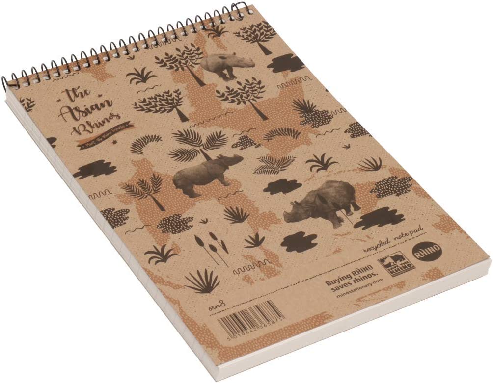 Save The Rhino Recycled Spiral Headbound Notebook 200x127mm (Pack 10) SRN8