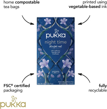 Pukka Tea Night Time Individually Wrapped Enveloped Tea 20's