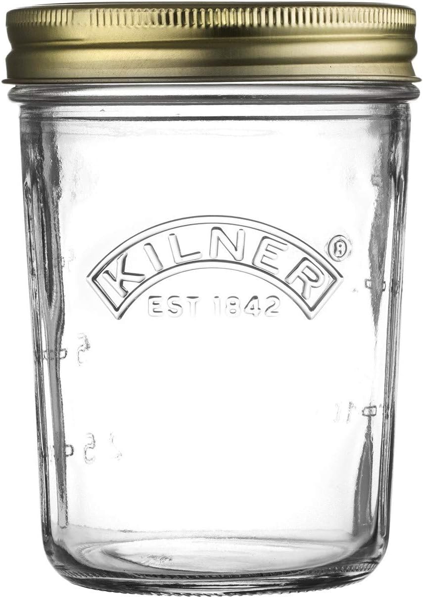 Kilner Wide Mouth Screw Top Lid Preserving Glass Jar 0.35 Litre Transparent