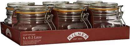 Kilner Branded 0.5 Litre Square Glass Clip Top Preservation Storage Jar.