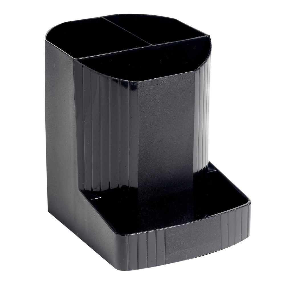 Exacompta ECOBlack Mini-Octo Recycled Pen Pot 3 Compartments Black - 675014D - ONE CLICK SUPPLIES