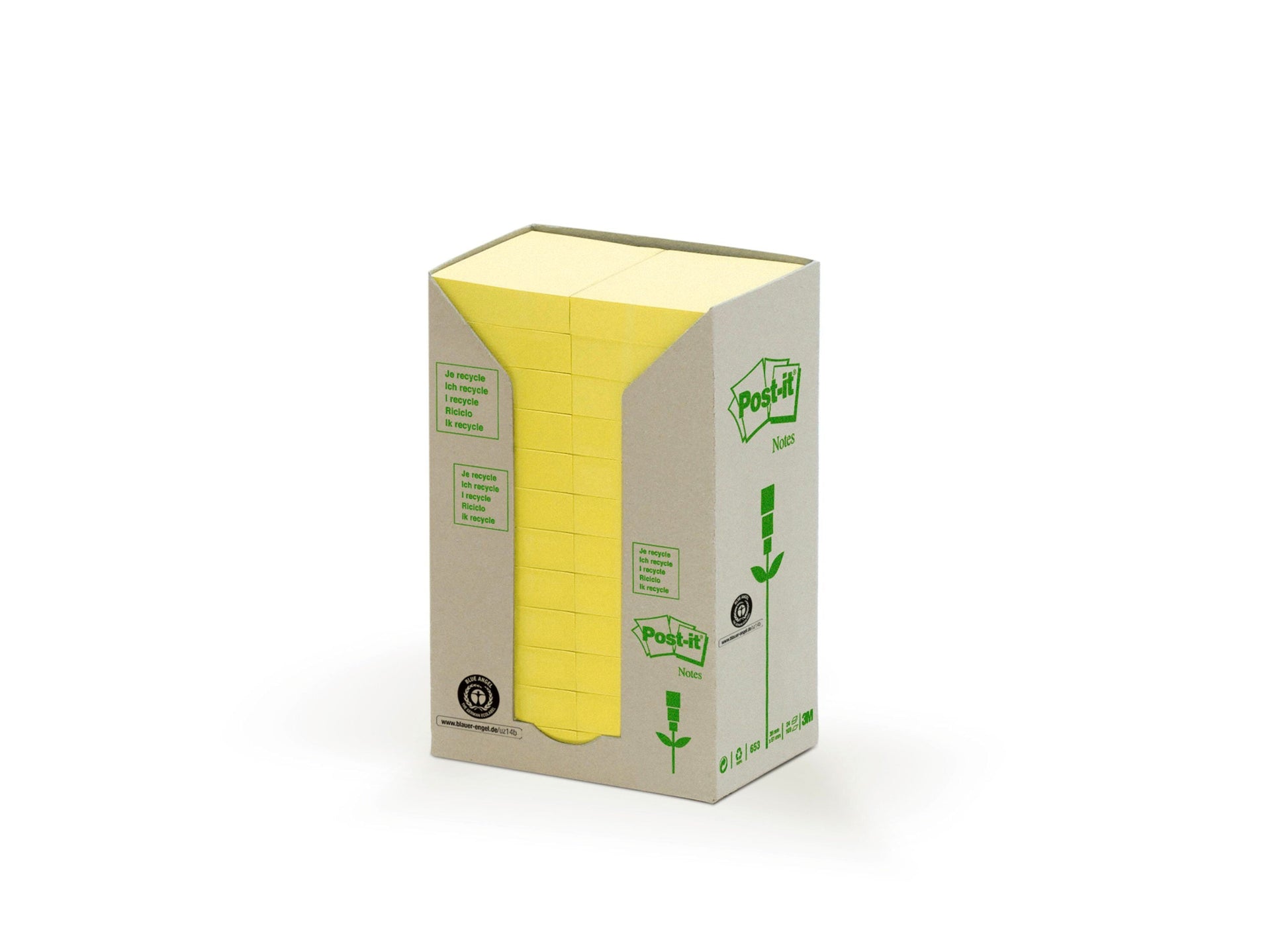 Post-it Recycled Notes 38 mm x 51 mm Canary Yellow (Pack 24) 7100172247 - ONE CLICK SUPPLIES