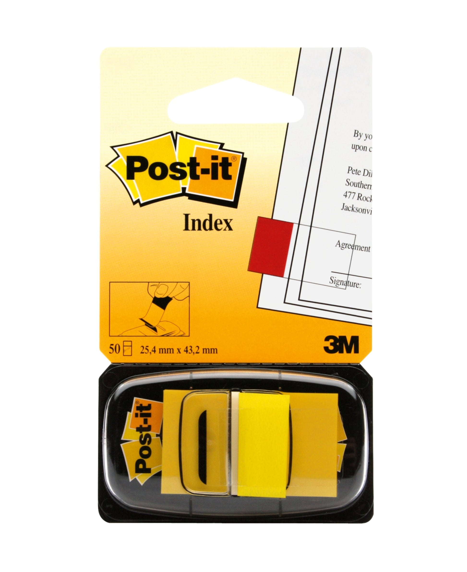 Post-it Index Flags Repositionable 25x43mm 12x50 Tabs Yellow (Pack 600) 7100102671 - ONE CLICK SUPPLIES