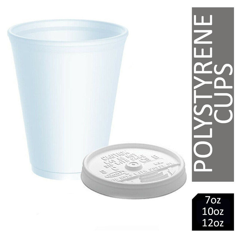 DART 12oz Polystyrene Cups & Lids 100's - ONE CLICK SUPPLIES