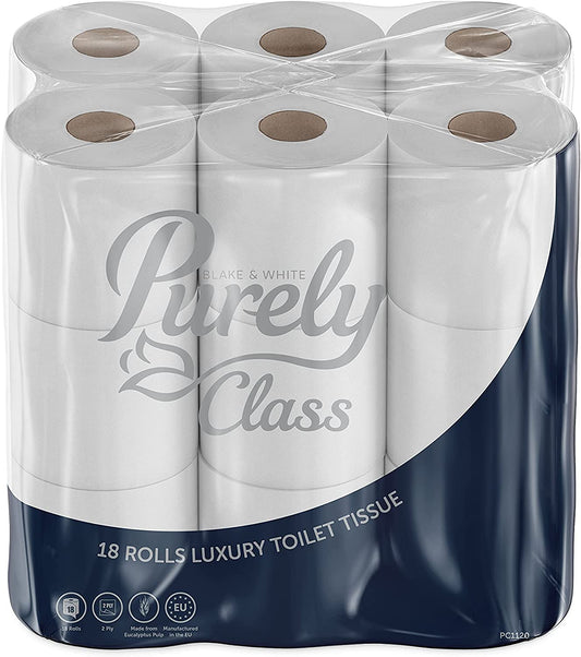 Blake & White Purely Class Toilet Roll | 2 Ply | Pack of 18 | FSC Certified