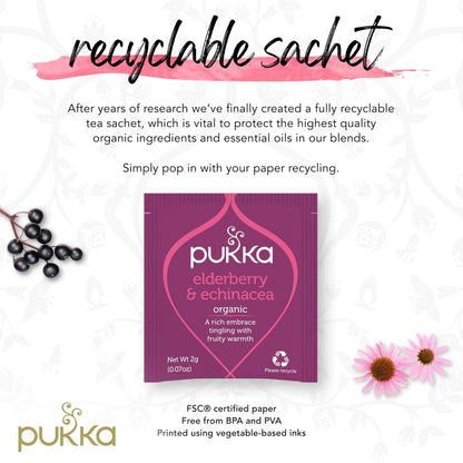 Pukka Tea Elderberry & Echinacea Individually Wrapped Enveloped Tea 20's