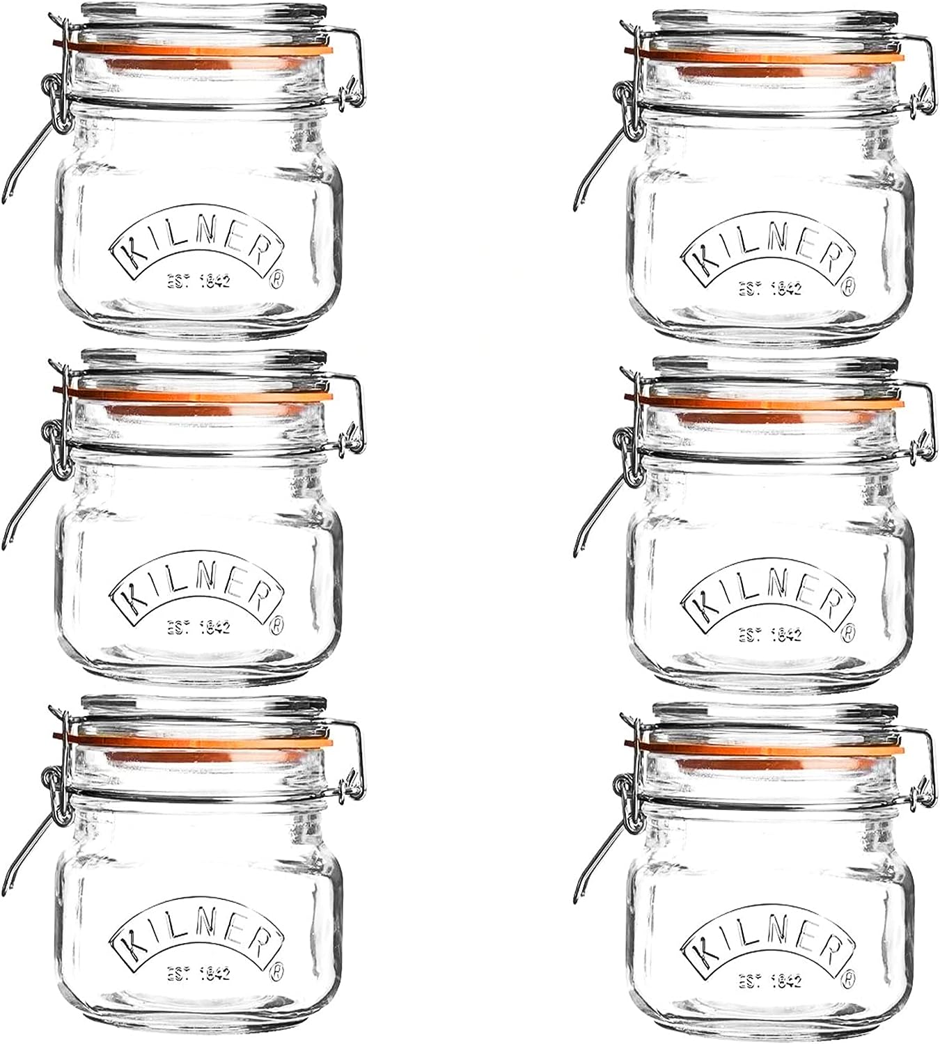 Kilner Branded 0.5 Litre Square Glass Clip Top Preservation Storage Jar.