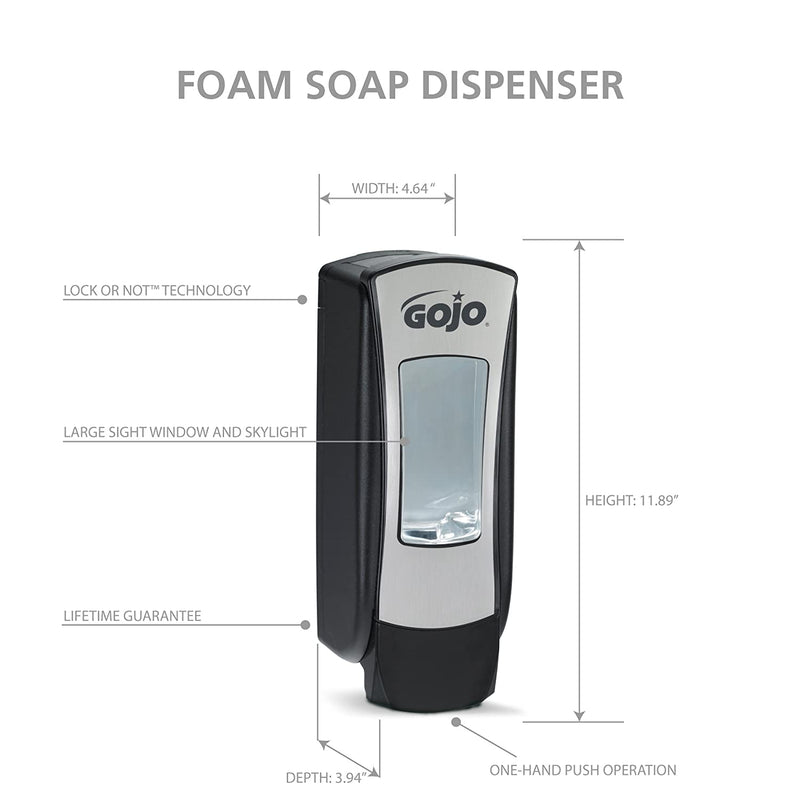 Gojo ADX Dispenser Brushed Chrome & Black 1200ml {8888}