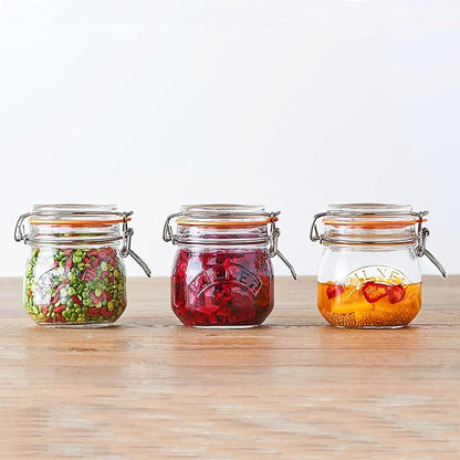 Kilner Branded 0.5 Litre Square Glass Clip Top Preservation Storage Jar.