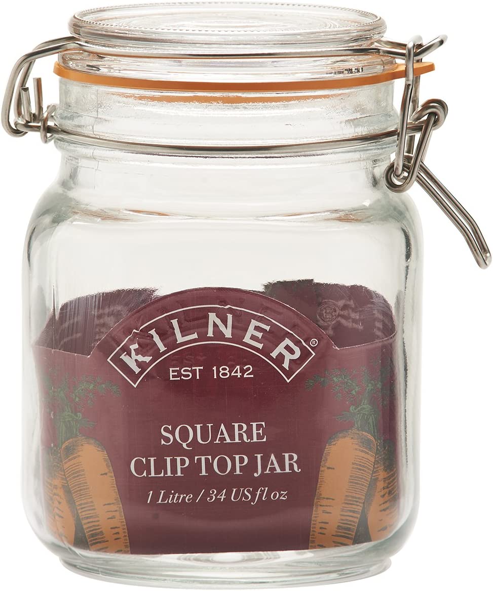 Kilner 1 Litre Square Glass Clip Top Preservation Storage Jar - ONE CLICK SUPPLIES