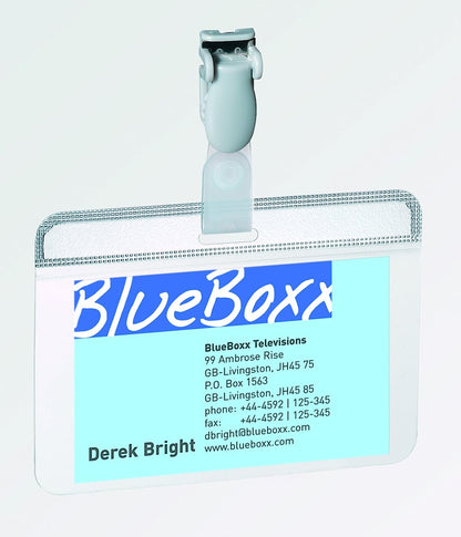 Durable Self Laminating Name Badge 54x90mm Clear (Pack 25) 814919