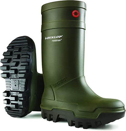 Dunlop Purofort Thermo Safety Wellies GREEN Safe to -50°C {All Sizes} - ONE CLICK SUPPLIES