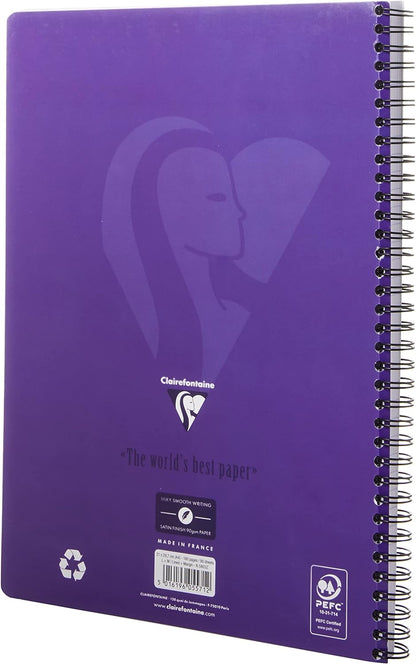 Clairefontaine Europa A4 Wirebound Card Cover Notebook Ruled 180 Pages Purple (Pack 5) - 5803Z