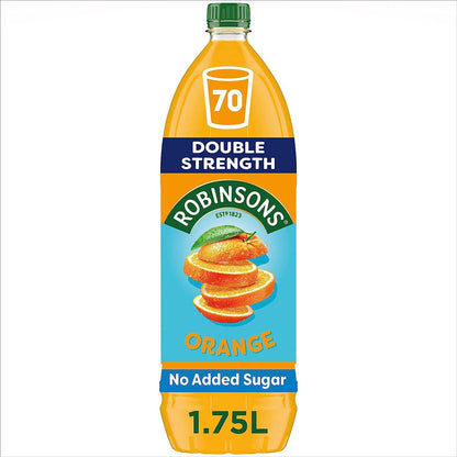 Robinsons Double Concentrate Orange Squash No Added Sugar 1.75 Litre (Pack of 2)