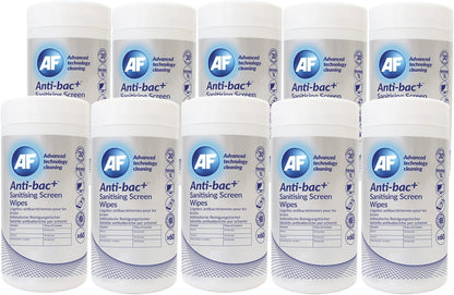 AF Anti-Bac+ Antibacterial Screen Cleaning Wipes â€“ 60 Wet Wipes Resealable Tub ABSCRW60T