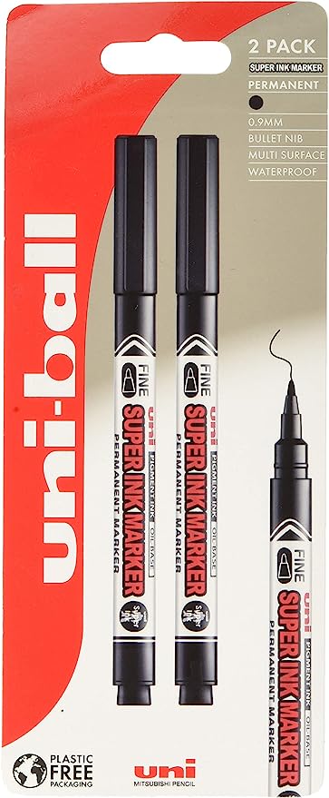 Uni-Ball PNA-125 Black Permanent Marker Pack 2's