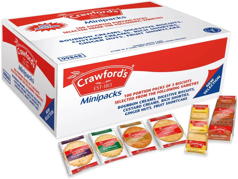 Crawfords Mini Packs Assorted Biscuits 100 Packs of 3 Biscuits