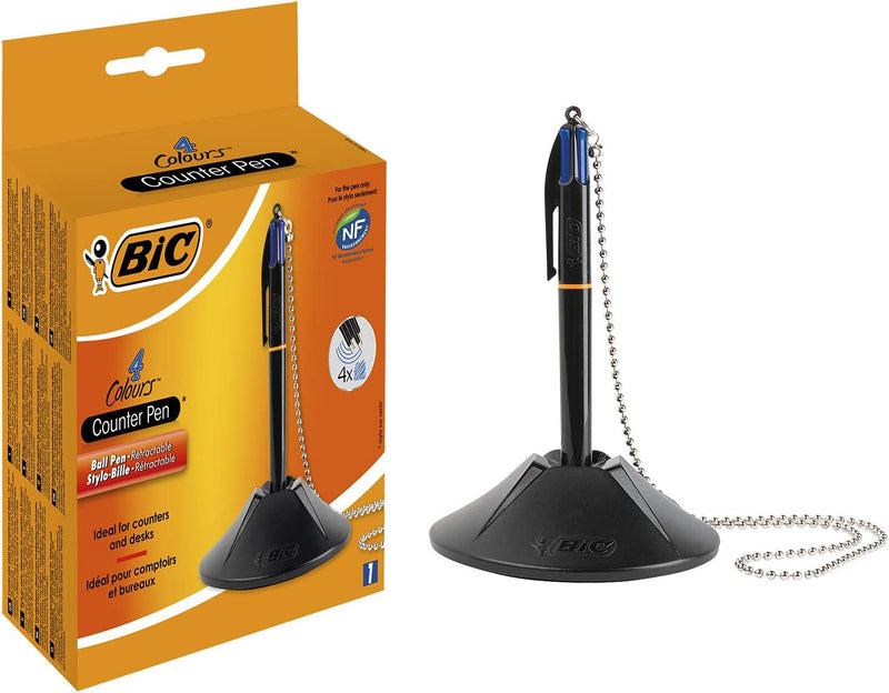 Bic 4 Colour Desk Pens / Medium Point / Refillable Retractable / 1.0mm Tip / 0.4mm Line