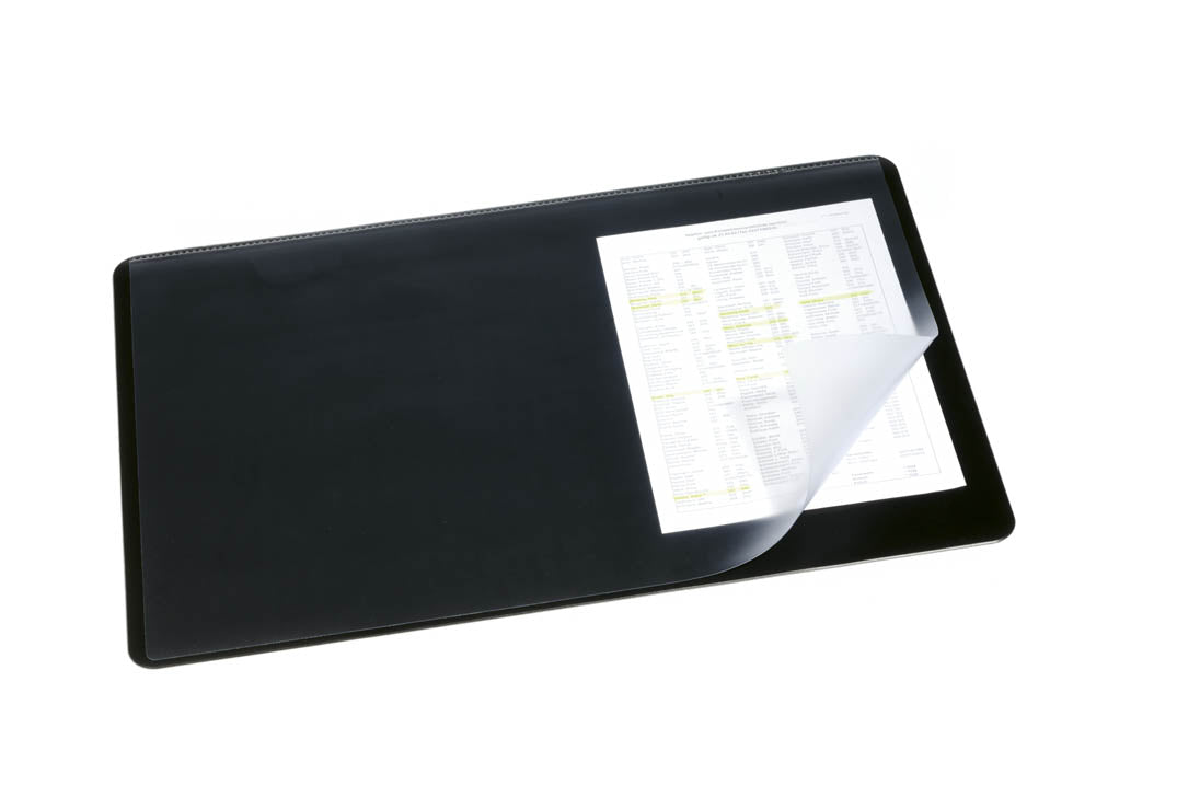 Durable Desk Mat with Transparent Overlay 400x600mm Black - 720201 - ONE CLICK SUPPLIES