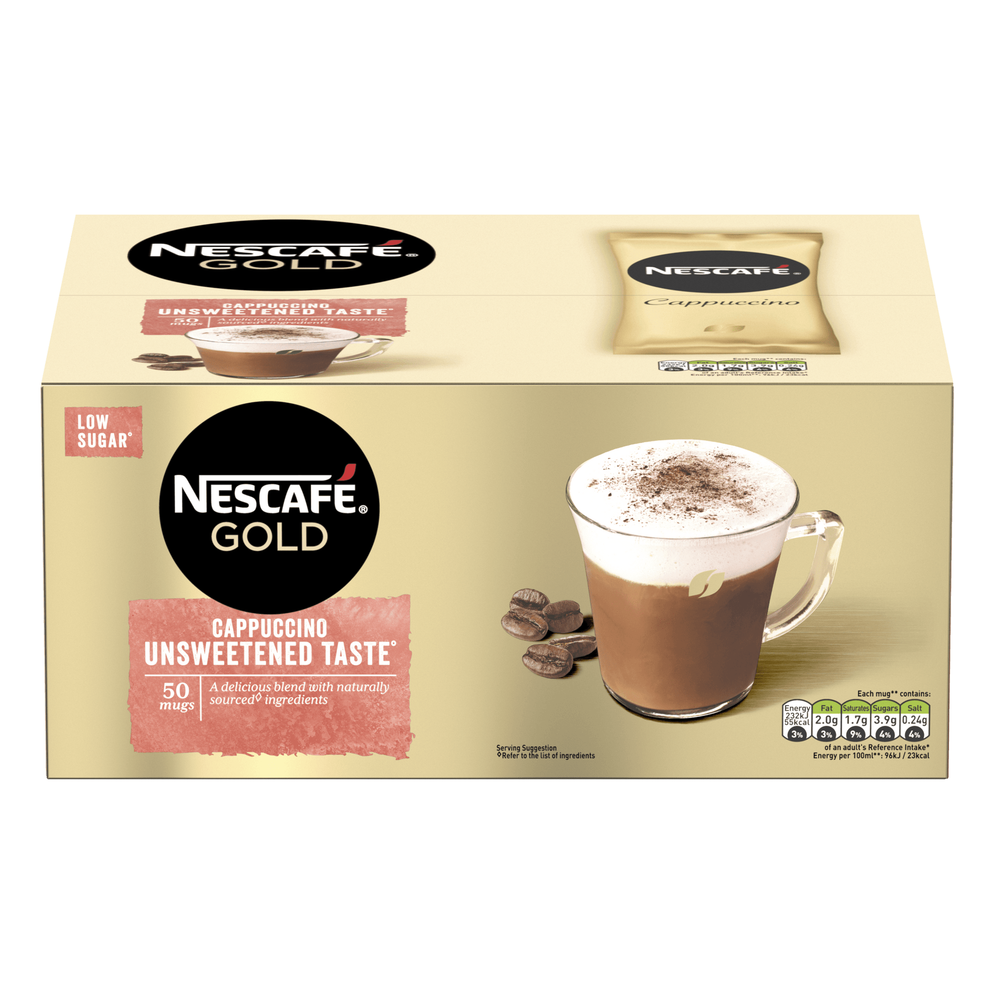 NESCAFÉ® GOLD Cappuccino Unsweetened Sachets 50 x 14.2g - ONE CLICK SUPPLIES